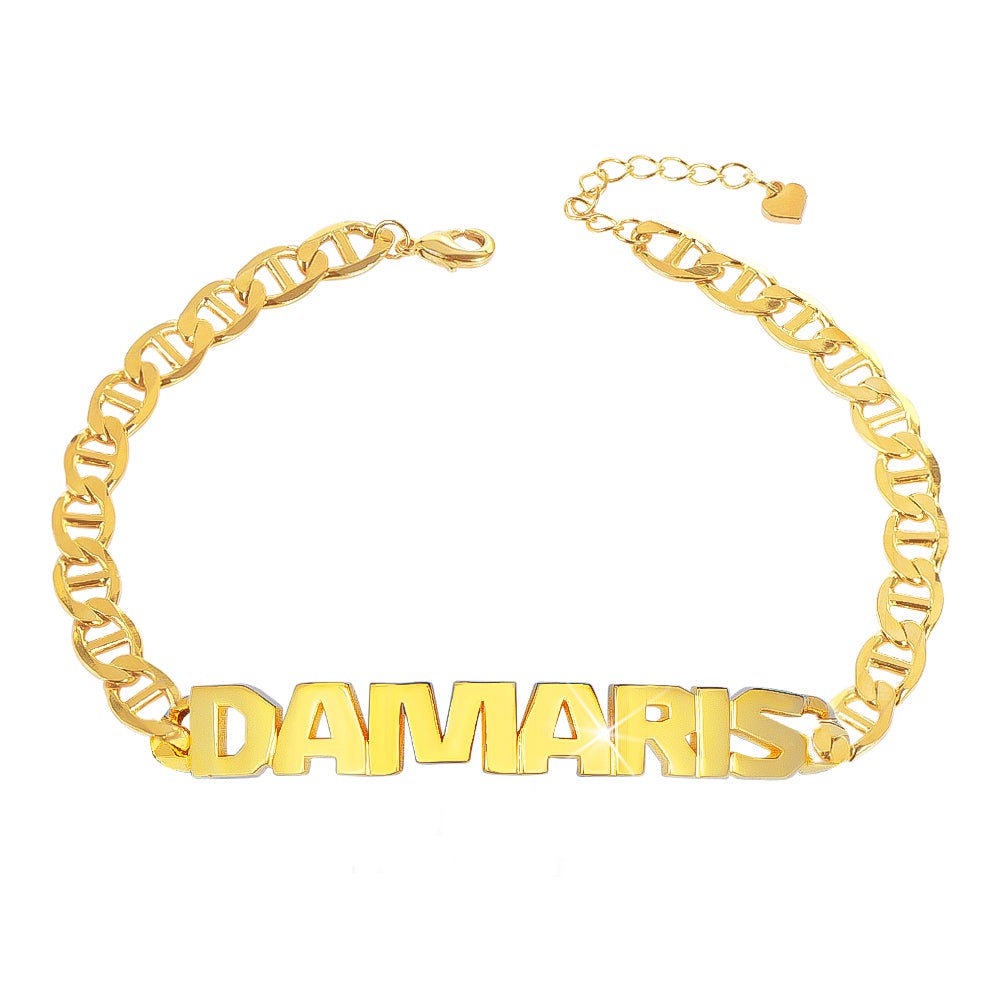 Capital Letter Personalized Gold Plated Name Bracelet-silviax