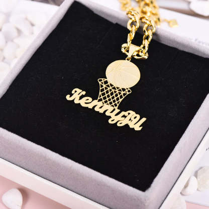 Basketball Nameplate Pendant Personalized Custom Gold Plated Name Necklace-silviax