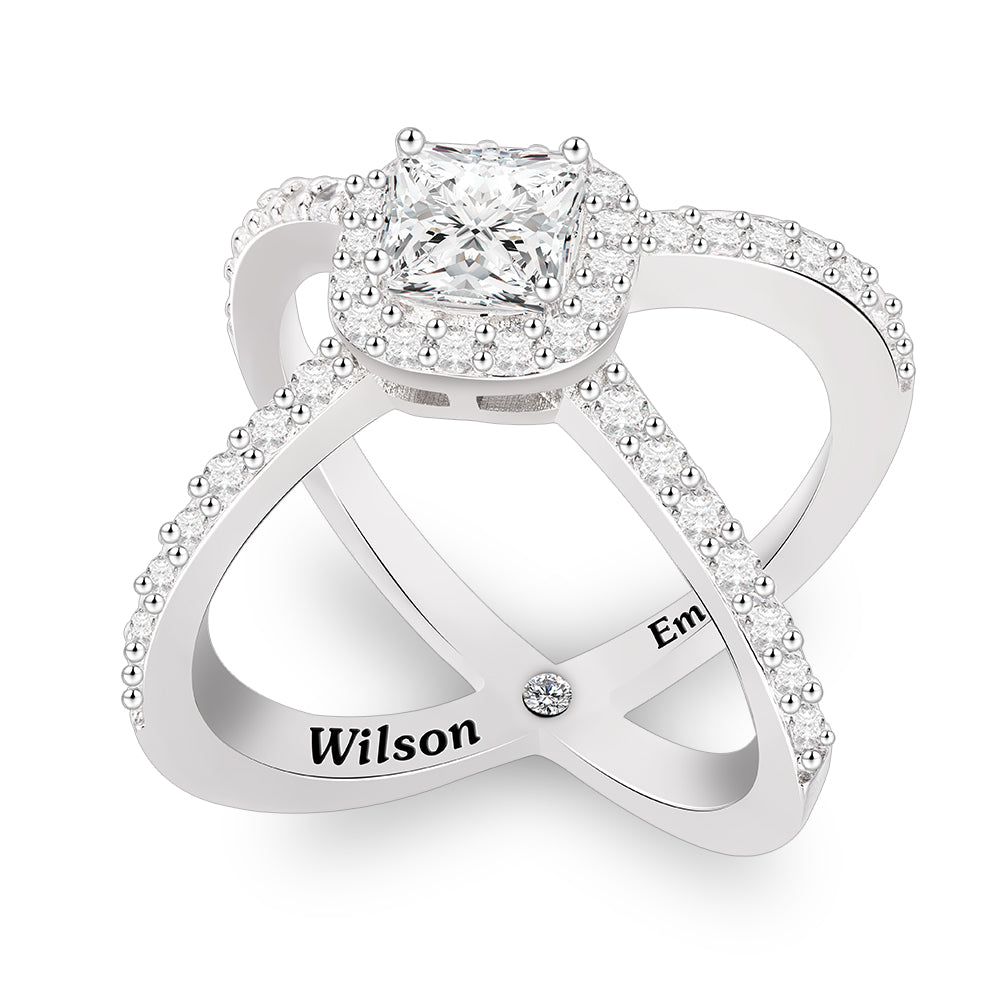 Cross Pave With Zircon Personalized Custom Engraved Ring-silviax