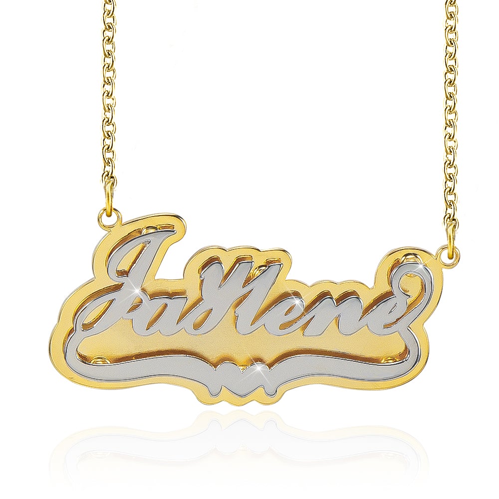 Double Layer Two Tone Personalized Custom Gold Plated Name Necklace-silviax
