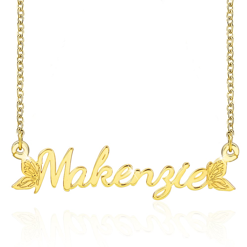 Butterfly wing Gold Plated Custom Name Necklace-silviax