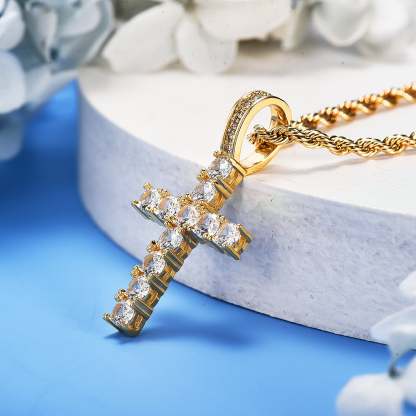 Cross Pendant Hip Hop Jewelry Street-wear Urban Style for Men & Women Gold Plated-silviax