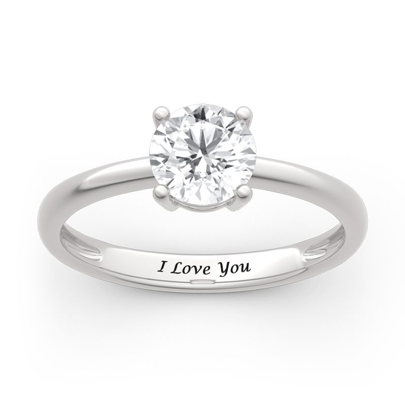 Moissanite Solitaire Personalized Engraved Engagement Ring For Women