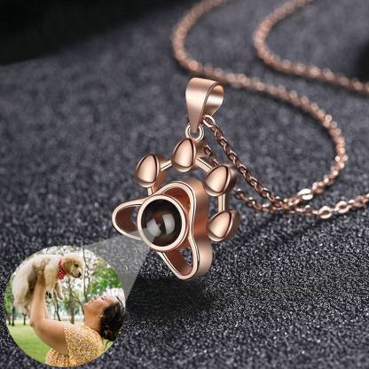 Pet Paw Pendant Personalized Custom Color Photo Projection Necklace