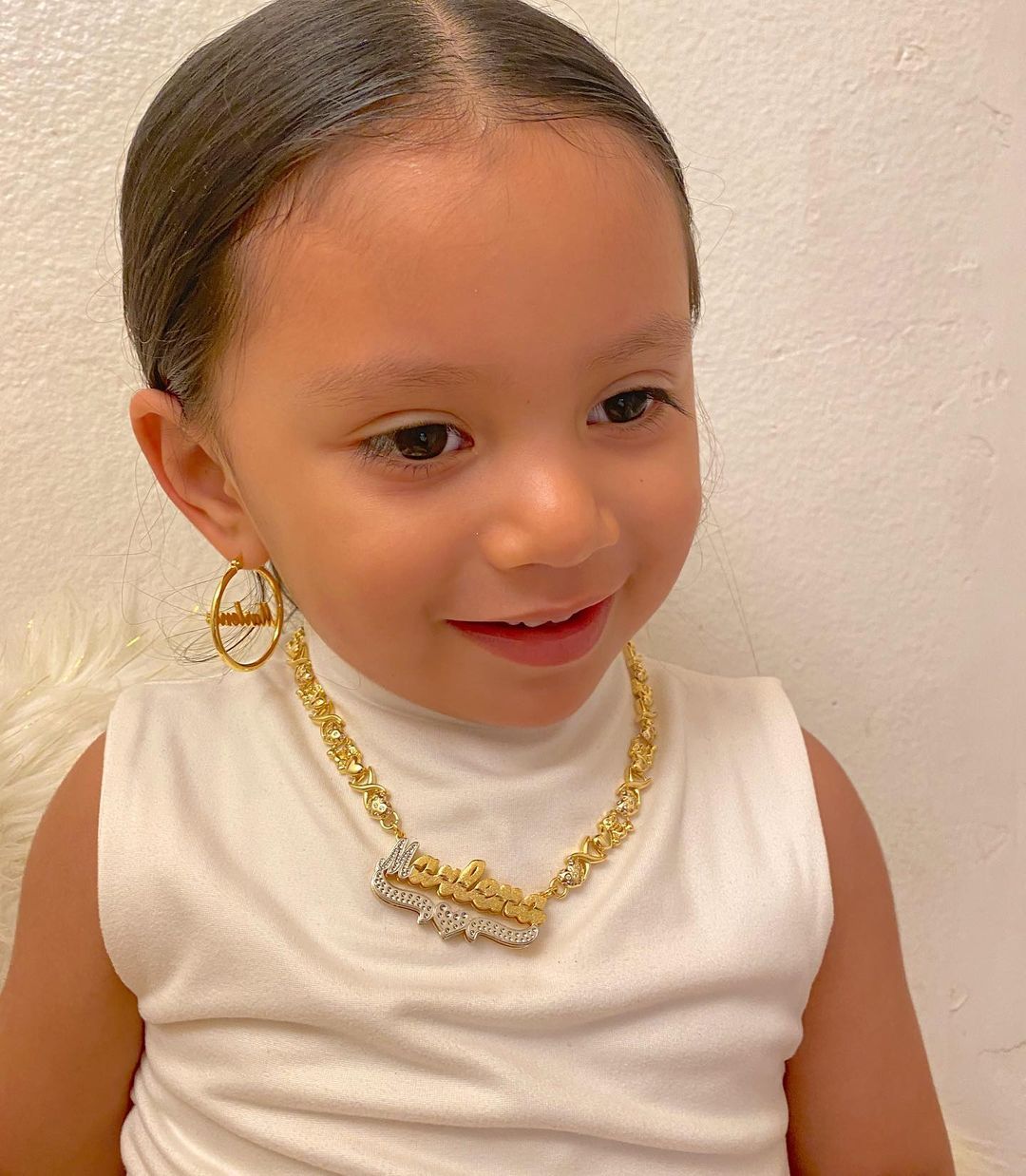 Double Layer Two Tone Heart Teddy Bear XOXO Chain Personalized Custom Gold Plated Name Necklace and Bracelet Set-silviax