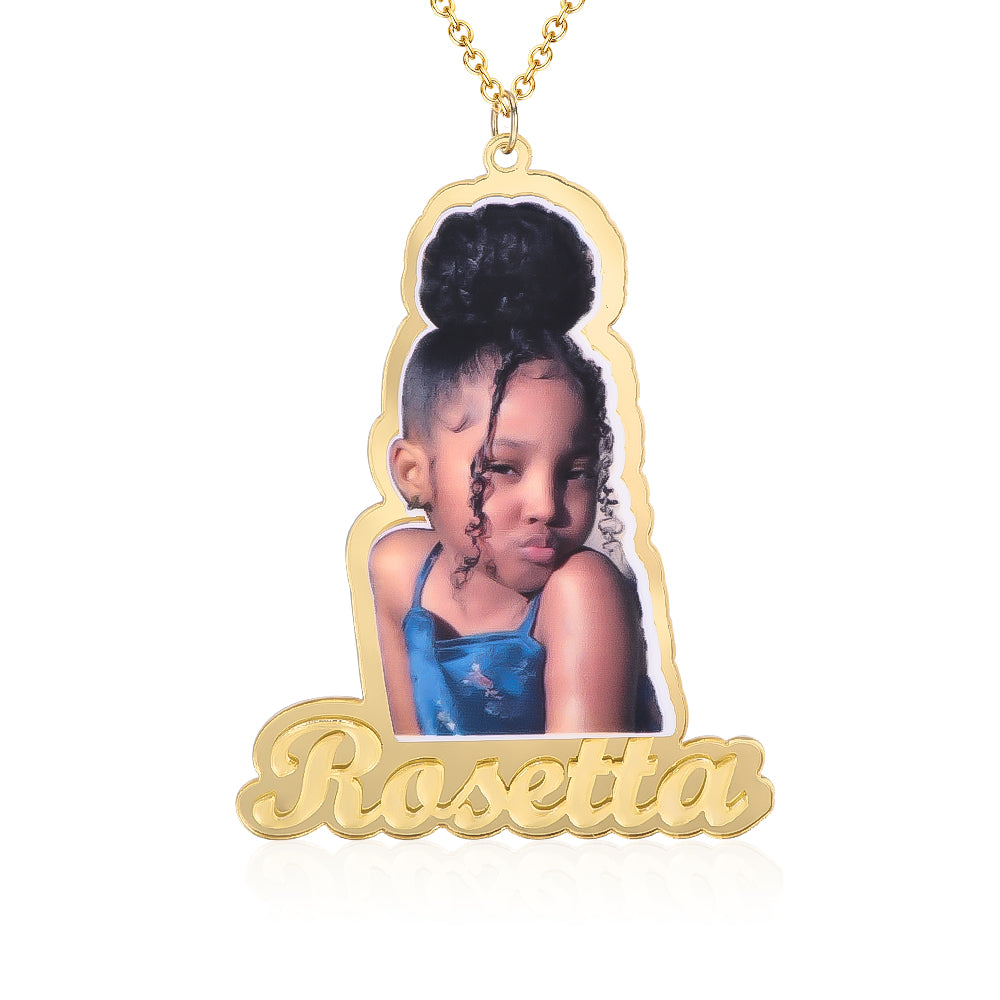 Portrait Photo with Name Personalized Acrylic Name Necklace-silviax