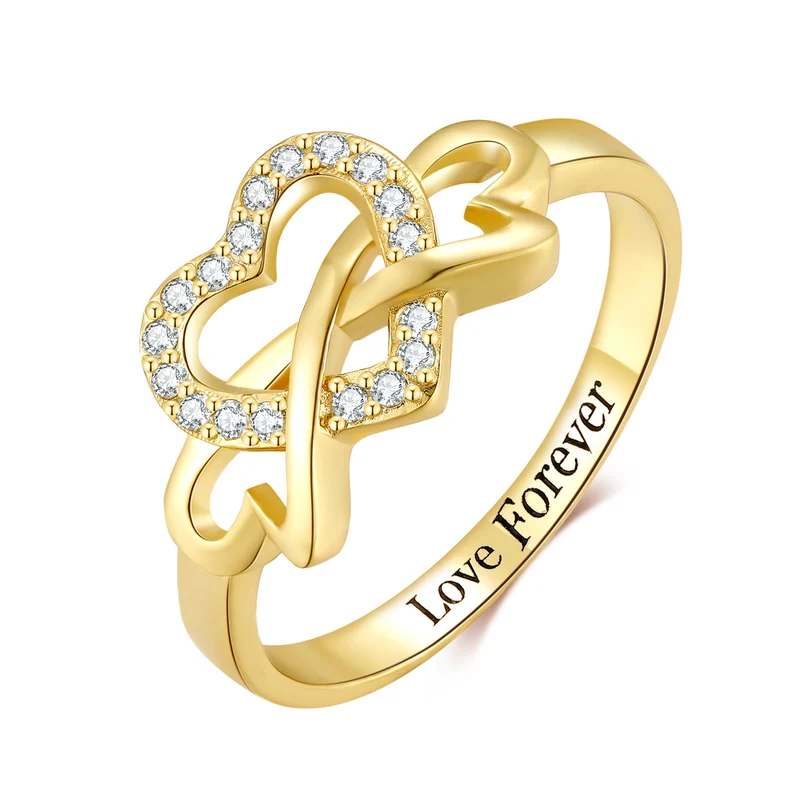 Zircon Interwoven Love Heart Personalized Engraved Name Ring-silviax