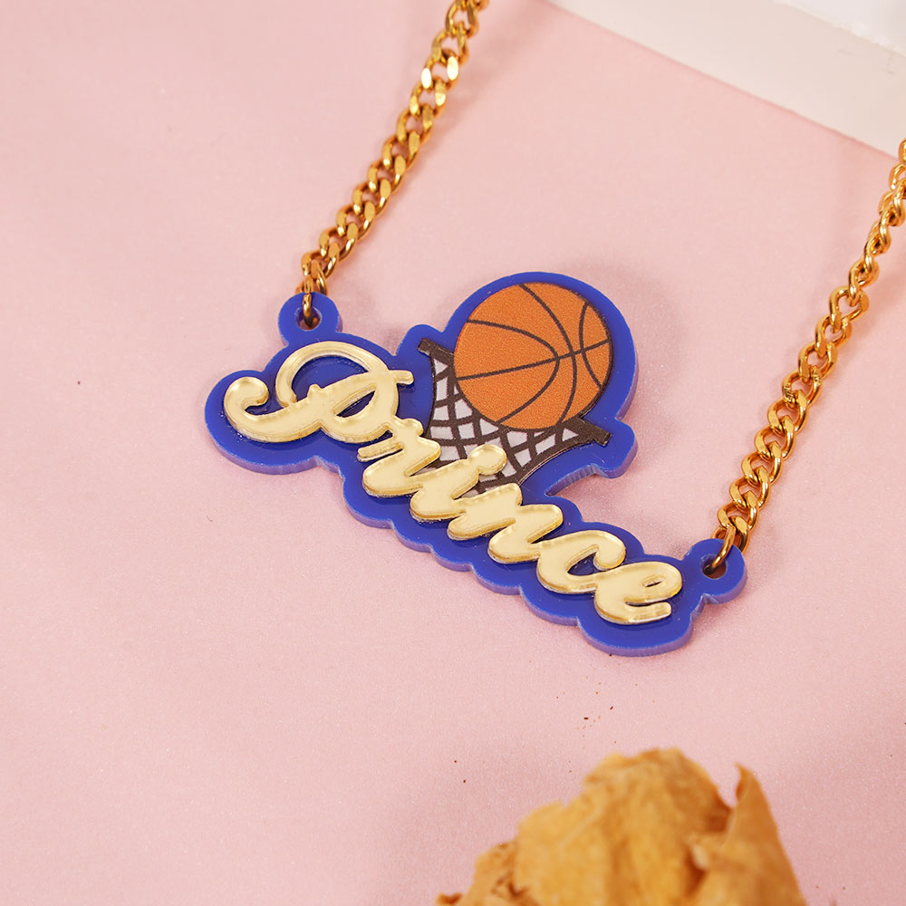 Basketball Necklace Personalized Acrylic Name Necklace for Children
