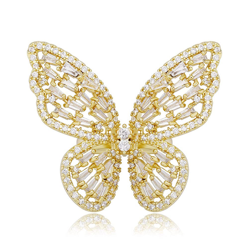 Sparkling Butterfly Cubic Zirconia Ring For Women-silviax