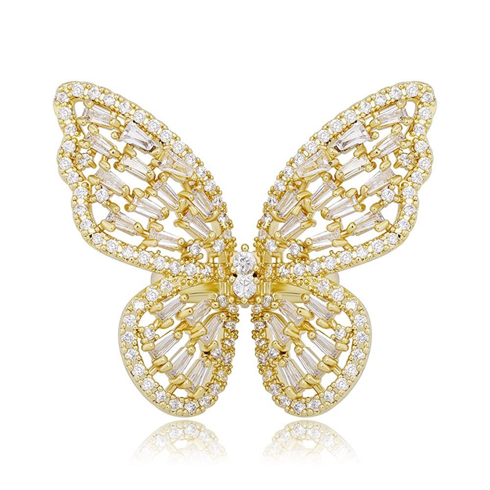 Sparkling Butterfly Cubic Zirconia Ring For Women-silviax