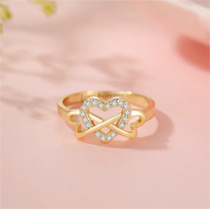 Zircon Interwoven Love Heart Personalized Engraved Name Ring-silviax