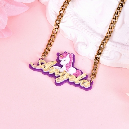 Unicorn Acrylic Personalized Custom Name Necklace-silviax