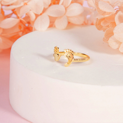 Baby Footprint And Handprint Personalized Engraved Name Ring-silviax