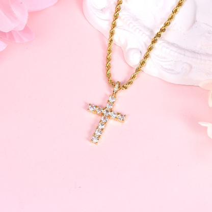 Cross Pendant Hip Hop Jewelry Street-wear Urban Style for Men & Women Gold Plated-silviax
