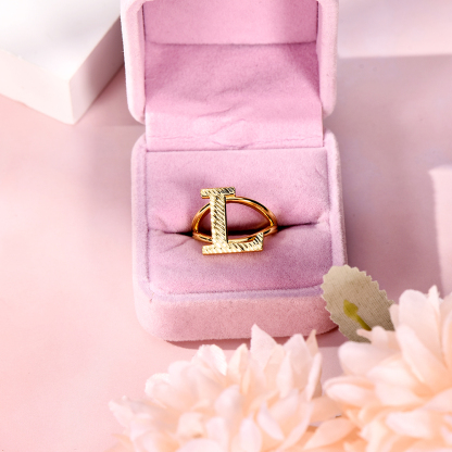 Gold Plated Personalized Custom Zirconia A-Z Initial Ring Women Men Gifts-silviax