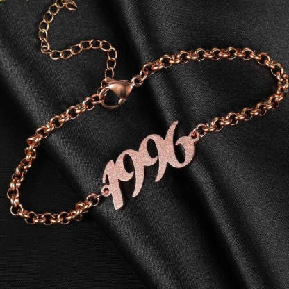 Year Date Personalized Custom Gold Plated Number Bracelet-silviax