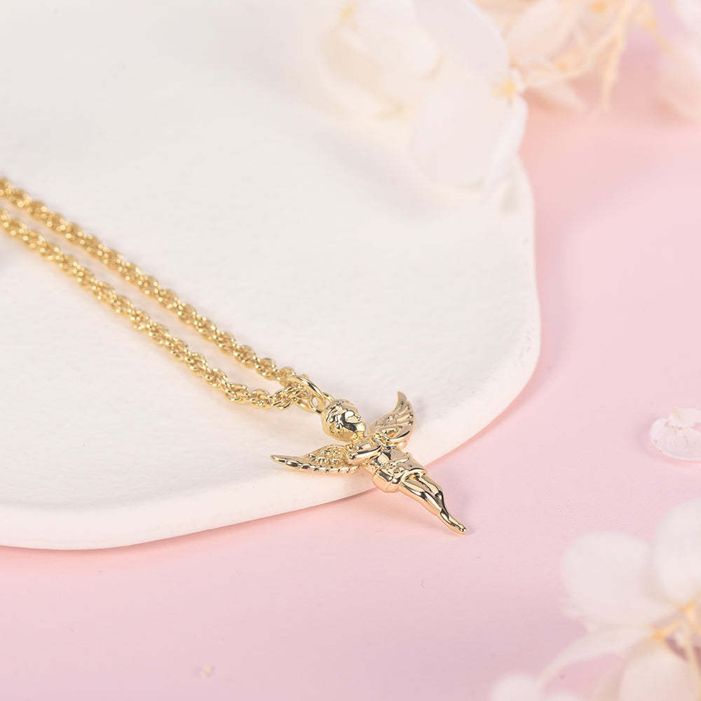 Angel Heavenly Guardian Pendant Charm Gold Plated Necklace-silviax