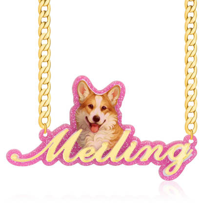 Photo Image Acrylic Personalized Custom Name Necklace  purple-silviax