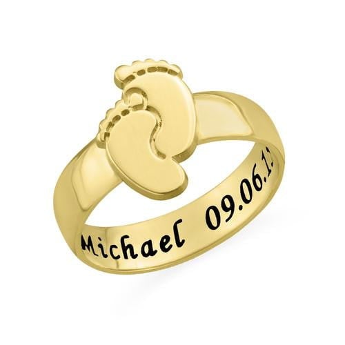 Engraved Baby Feet Personalize Custom Ring-silviax