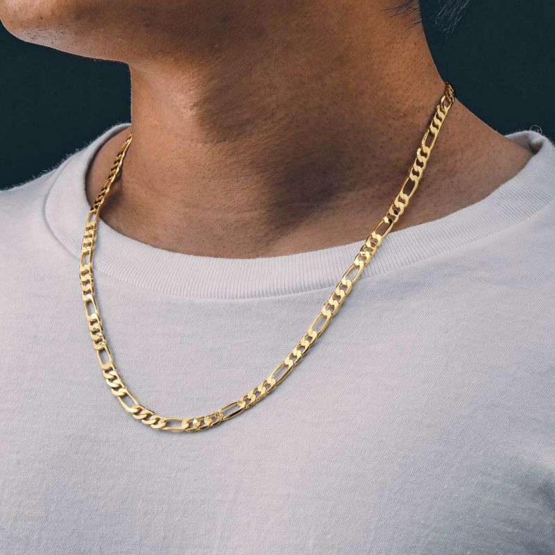 3mm/5mm Figaro Chain Gold Plated Necklace-silviax
