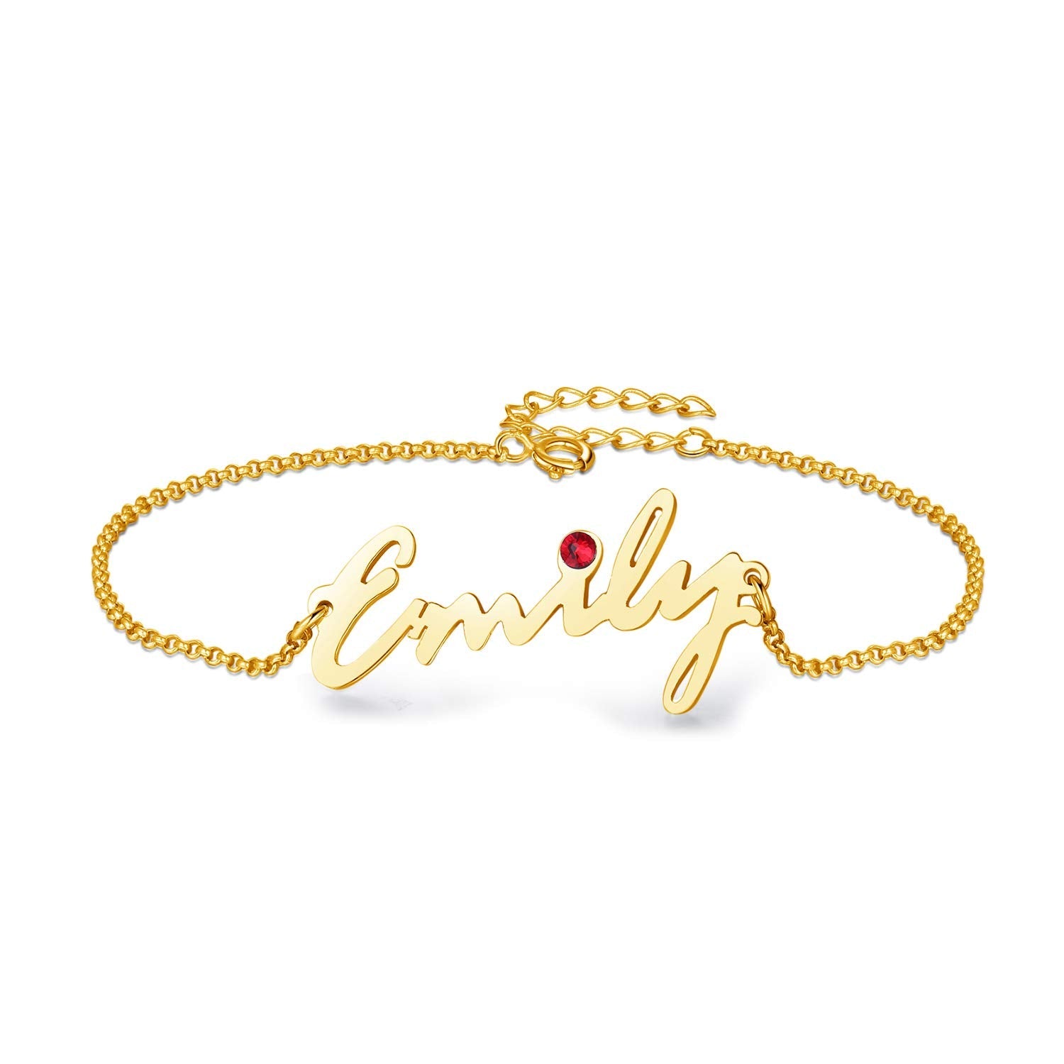 Personalized Name Anklet with birthstone Gold Plated-silviax