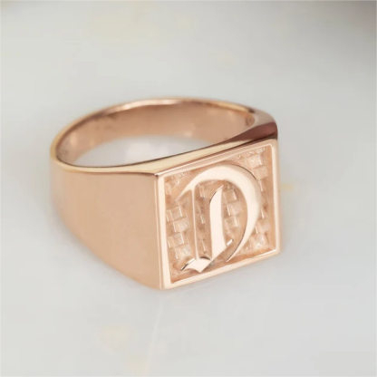Personalized Gold Plated A-Z Letter Old English Initial Ring Men Ring-silviax