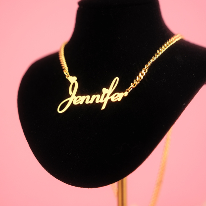 Personalized Custom Gold Plated Nameplate with Heart Jewelry Set Name Necklace and Hoop Earrings Christmas Gift-silviax