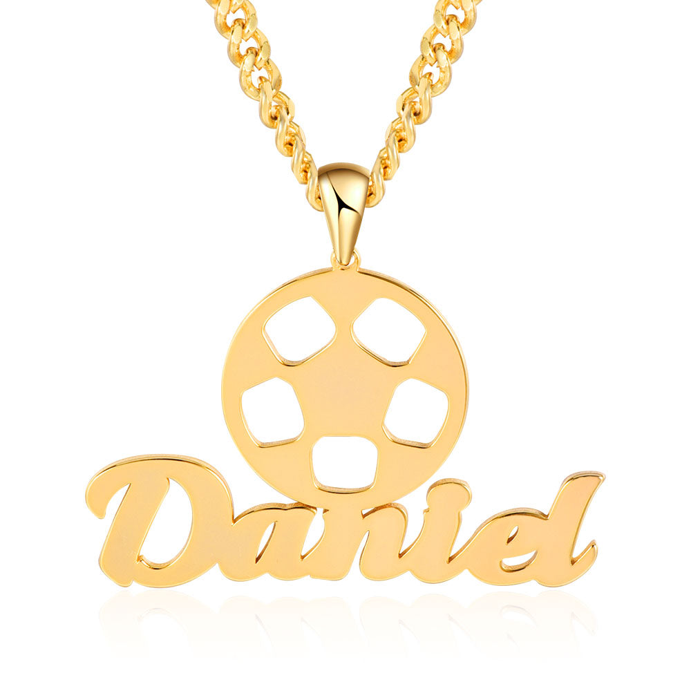 Personalized Sports Football Name Necklace for Men Kids-silviax