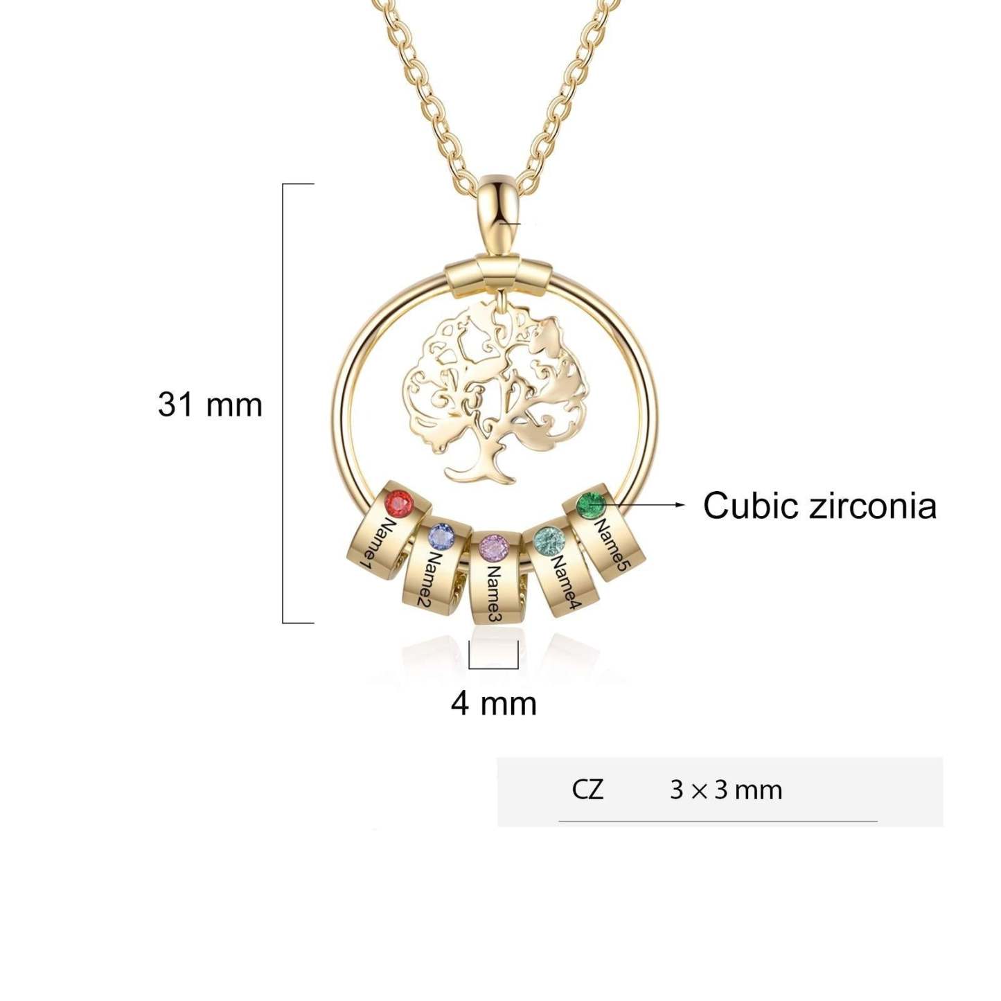 Tree of Life 1-5 Name Beads and Birthstones Personalized Custom Family Necklace Mother's Day Gift for Women Mom-silviax