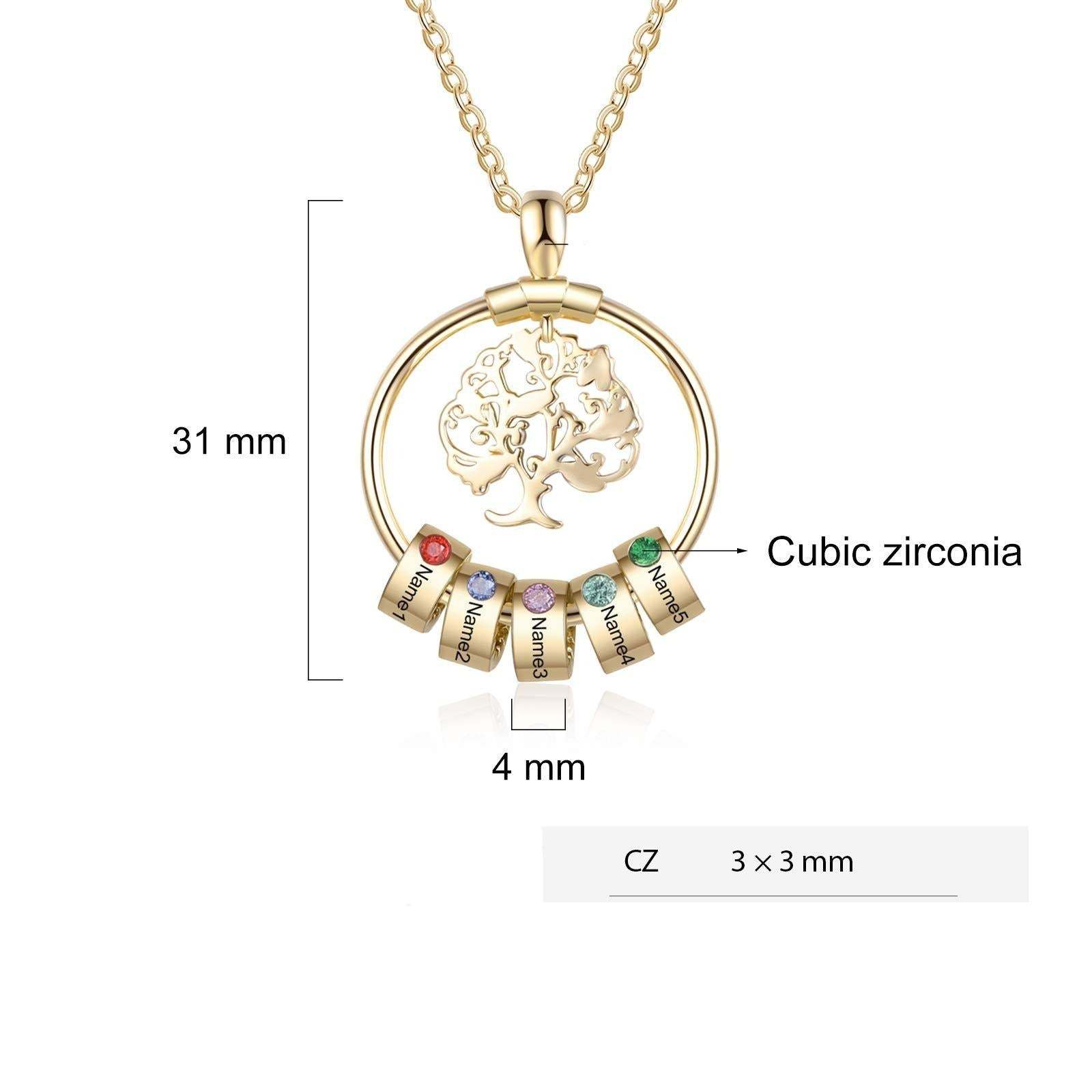 Tree of Life 1-5 Name Beads and Birthstones Personalized Custom Family Necklace Mother's Day Gift for Women Mom-silviax
