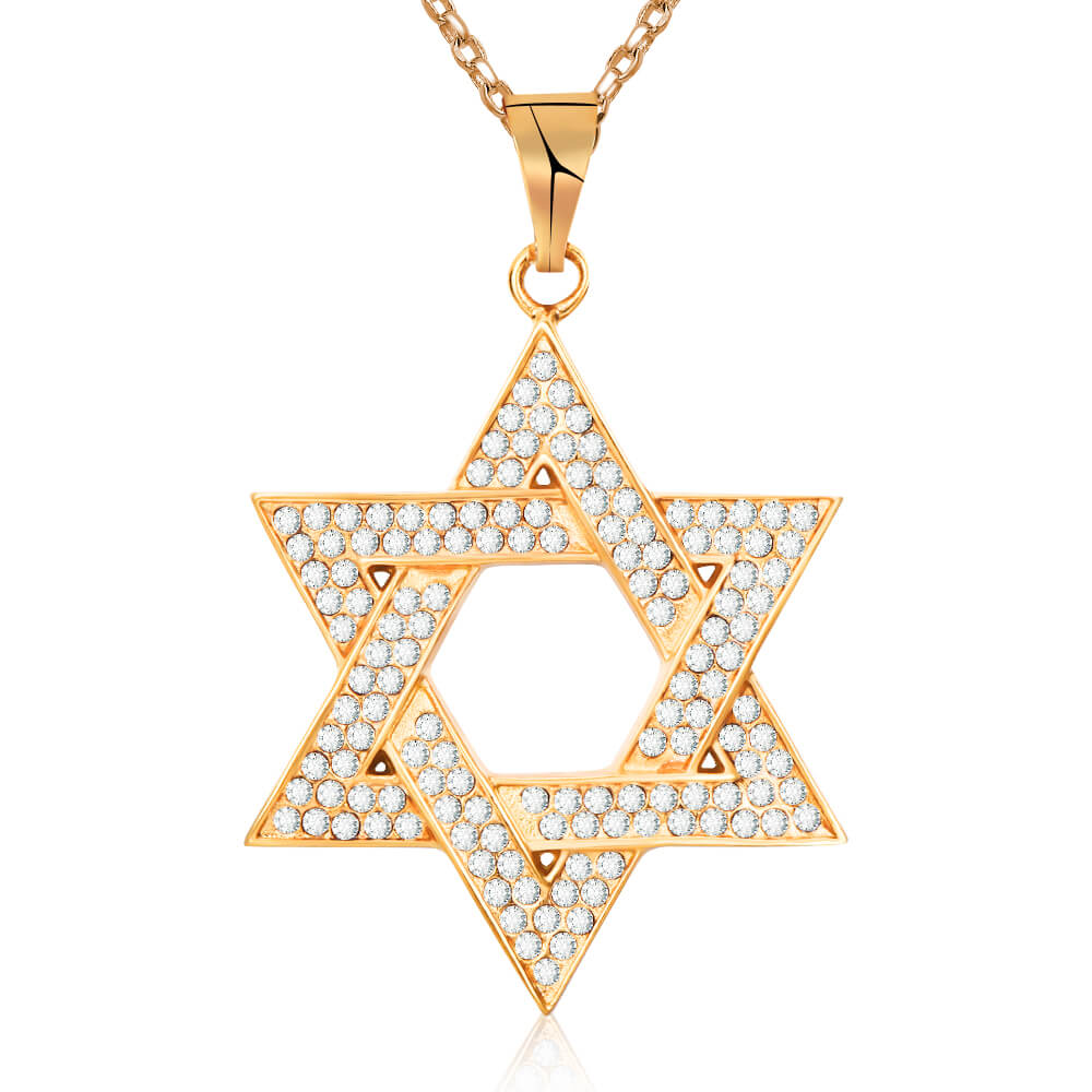 Six Pointed Star Pendant Gold Plated Necklace-silviax