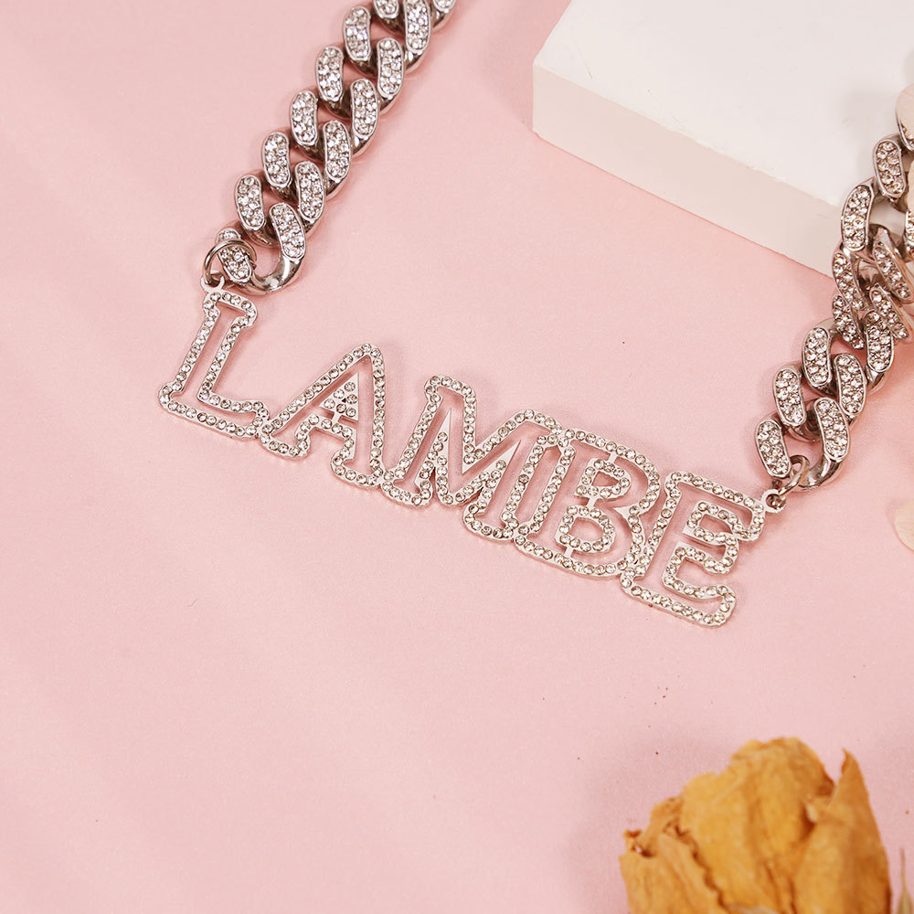 Hip Hop Style Cuban Chain Hollow Capital Letter Custom Initial Name Necklace-silviax