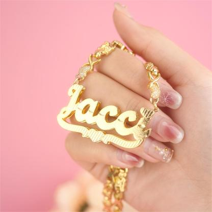 Teddy XOXO Chain Double Layer Heart Personalized Custom Gold Plated Name Necklace-silviax