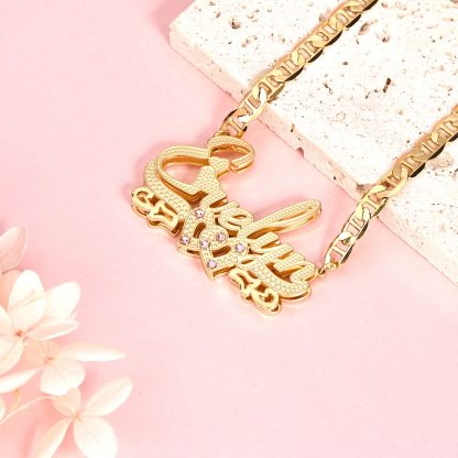 Butterfly Personalized Custom Jewelry Set 2pcs Birthstone Name Necklace Name Bambom Earrings