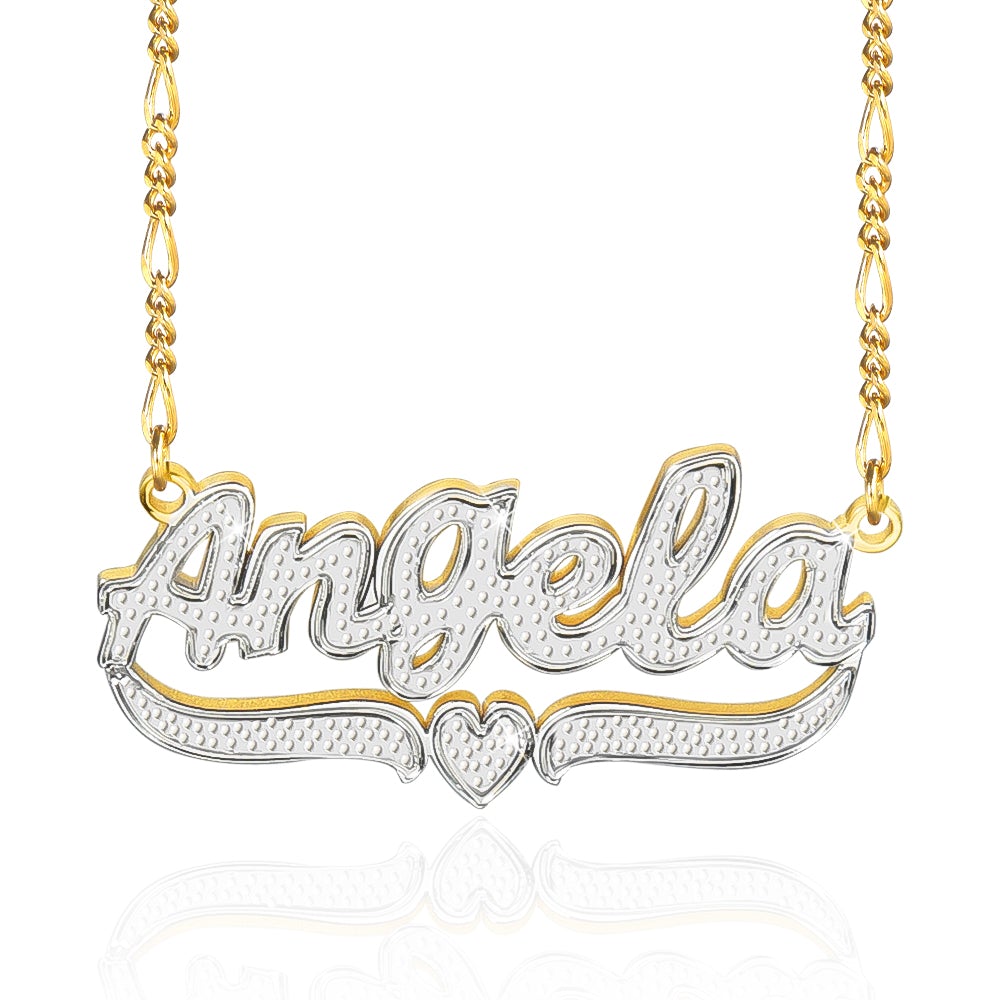 Gold Plated Personalized Two Tone Heart Name Necklace-silviax