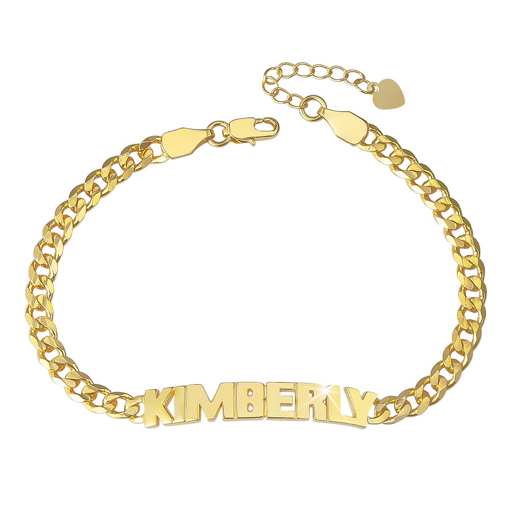 Gold Plated Personalized Capital Letter Name Bracelet-silviax