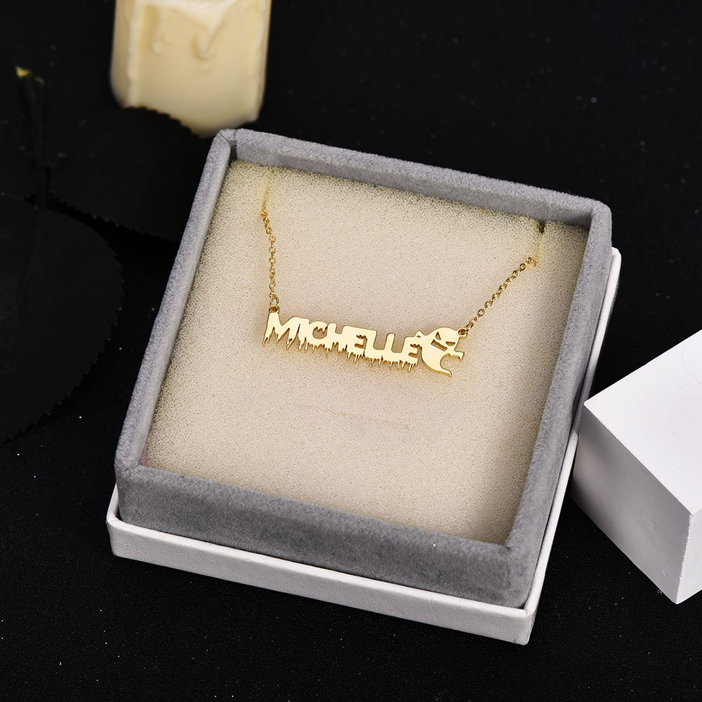 Halloween Scary Ghost Personalized Custom Gold Plated Name Necklace-silviax