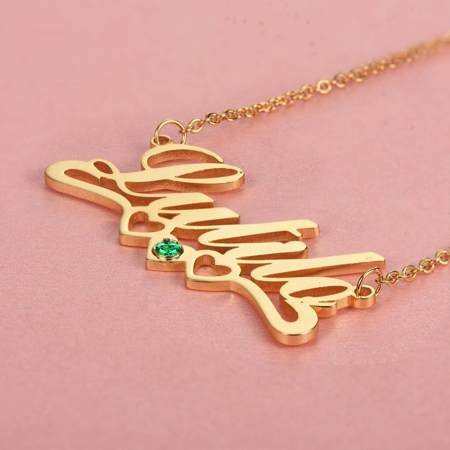 Three Heart and Birthstone Personalized Custom Name Necklace Mother Gift-silviax