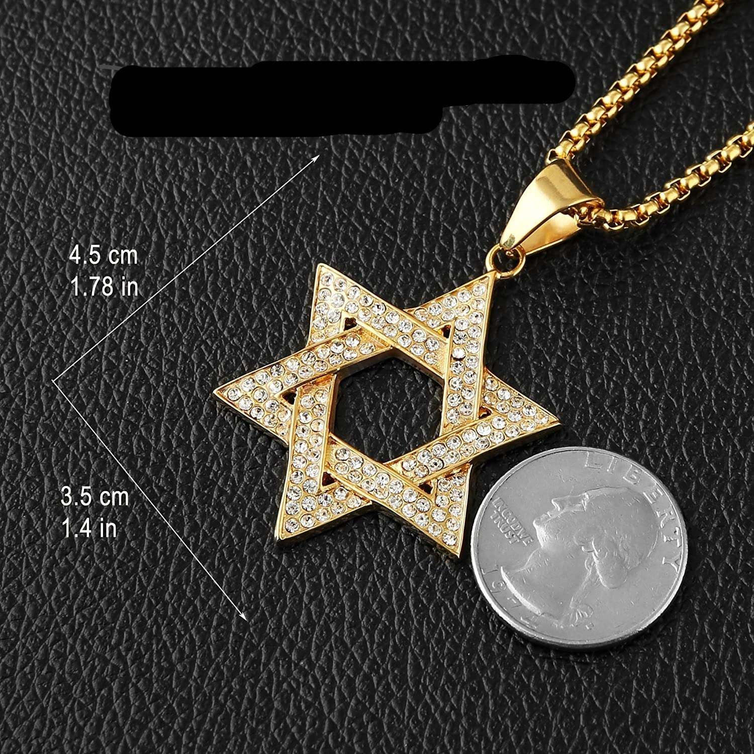 Hexagonal Star Pendant Hip Hop Gold Plated Necklace-silviax