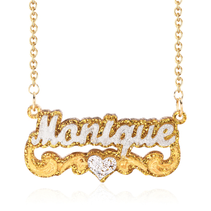 Acrylic Double Layer Two Tone Personalized Custom Name Necklace-silviax