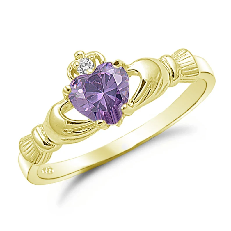 Personalized Birthstone Traditional Irish Claddgh Ring Promise Ring-silviax