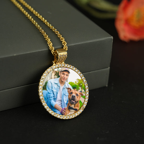 Circular Personalized Photo Pendant Medallions Necklace-silviax