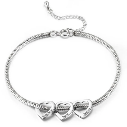 Heart Charms Personalized Custom Family 2 To 5 Names Engraved Bracelet-silviax
