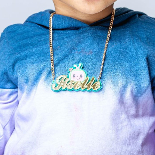 Cute Cartoon Watermelon Necklace Personalized Acrylic Name Necklace for Children-silviax