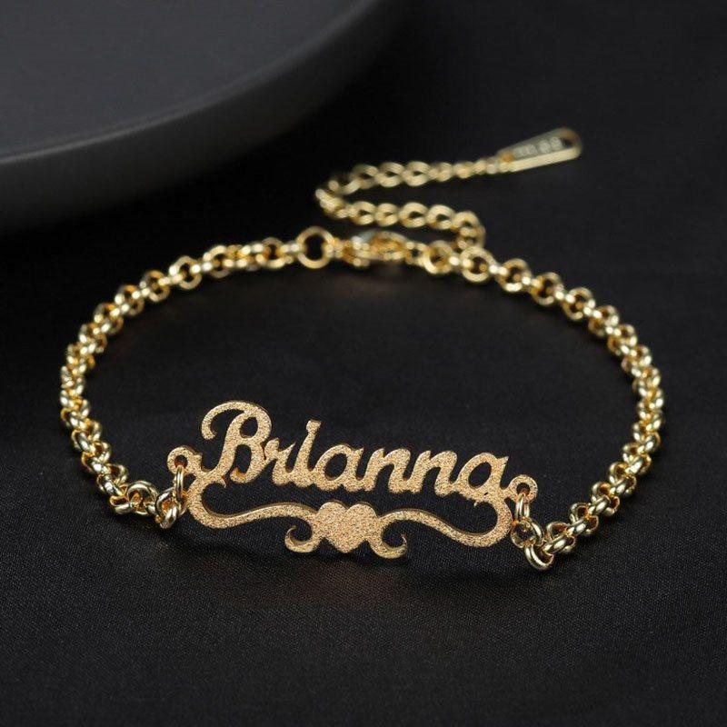 Heart Personalized Custom Gold Plated Name Anklet-silviax