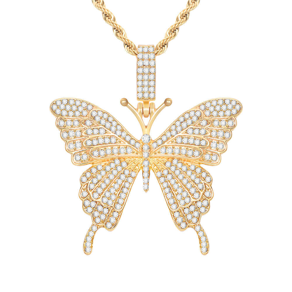 Butterfly Pendant Gold Plated Necklace Jewelry Gift for Woman Girl-silviax