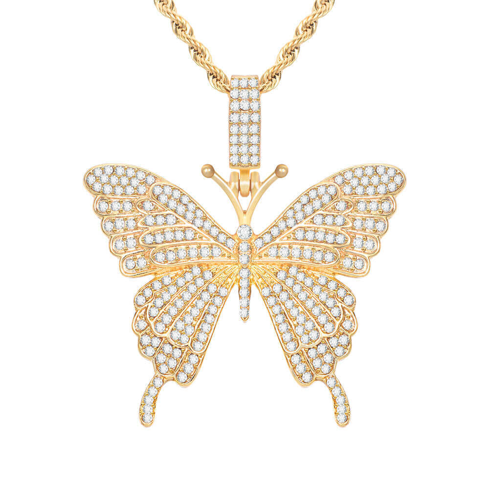 Butterfly Pendant Gold Plated Necklace Jewelry Gift for Woman Girl-silviax