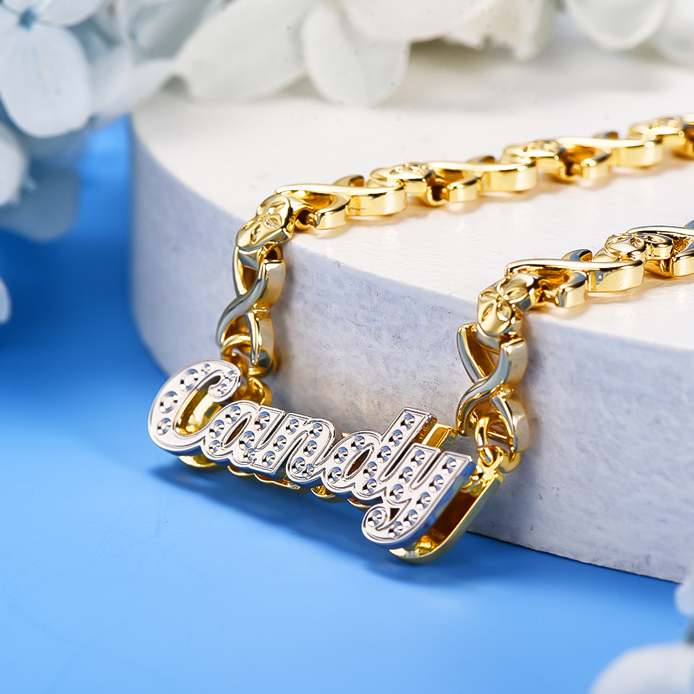 Personalized XOXO Chain Double Plated Name Bracelet