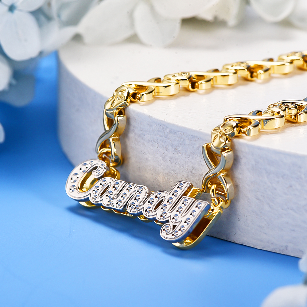 Double Layer Nameplate Personalized Custom Gold Plated Name Bracelet