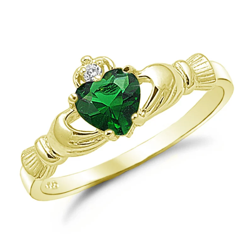 Personalized Birthstone Traditional Irish Claddgh Ring Promise Ring-silviax
